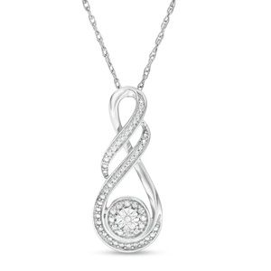 Peoples Jewellers Diamond Accent Infinity Flame Pendant Sterling Silver Necklace
